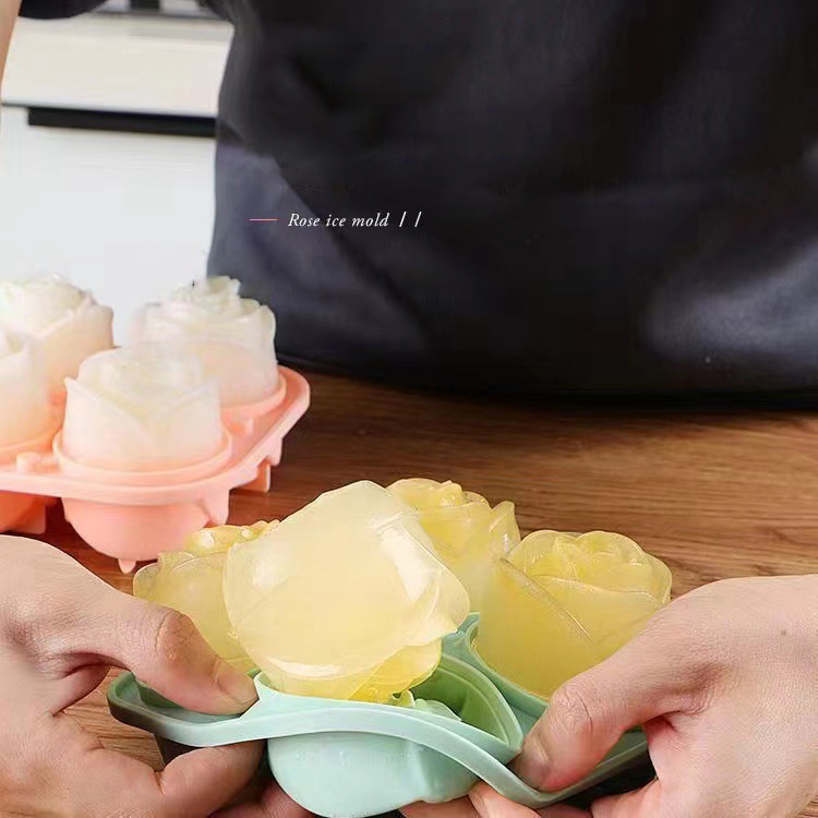Moldes de gelo rosa 3d, 4 bura - Kitchen Gadgets Baking avaliação e preço